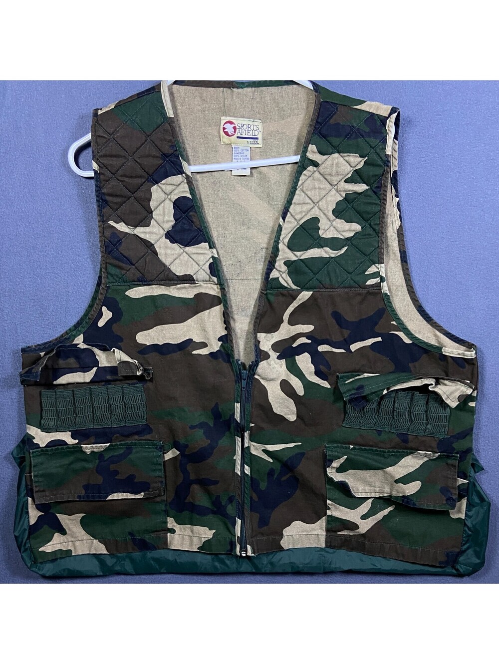 VTG Sports Afield Camo Vest Men XXL Hunting Shoulder Patch Game Bag Shell Holder